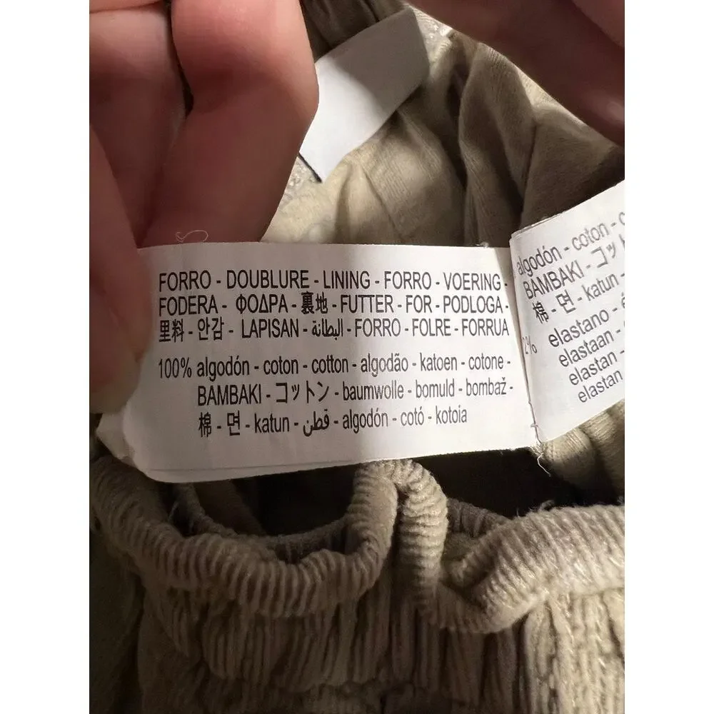 Zara Kids Corduroy Barrel Pants Beige Tan Elastic Waist Scandinavian Size 5